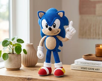 Blue Hedgehog Crochet Pattern PDF, Amigurumi Plush Tutorial (Digital Download)