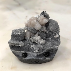 Adorable UV Reactive Calcite Hedgehog | Hand-Carved Stone Animal with Glowing Red Fluorescence | Natural Crystal Specimen
