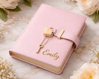 Personalized Lock Journal with Name | Custom Diary with Lock | Gift for Her | Bridesmaid Gift | A6 Notebook