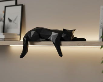 幾何学模様の猫の置物：モダンなローポリ猫の像 - Etsy 日本