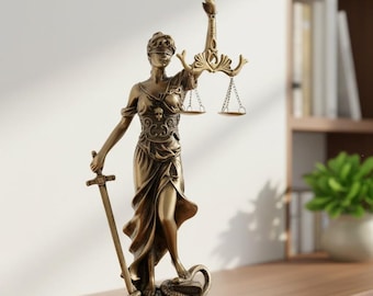 Lady Justice Statue – Retro Copper Finish, Law Office Decor