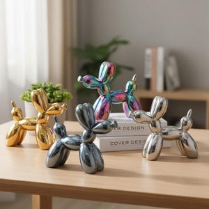 Mini perro globo de cerámica / Escultura abstracta moderna de escritorio