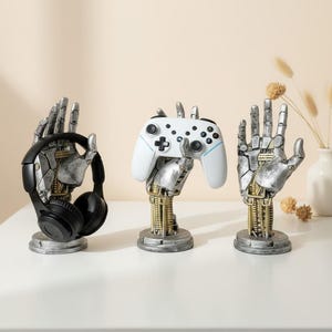 Handstandbeeld cyberpunkrobot | Gamecontrollerstandaard, futuristisch bureaudecor