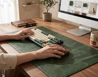 Alfombrilla de escritorio de cuero para oficina en casa, grabada a medida, protector de superficie de escritura de lujo para oficina.