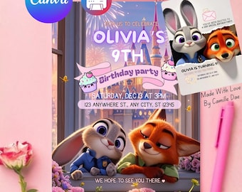 Zootopia 2 Birthday Invitation • Digital & Editable Canva Template • Printable Kids Birthday Invite