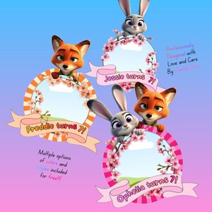 Zootopia Birthday Cake Topper & Cupcake Toppers • Editable Canva Template • Custom Photo Face Topper • Printable Kids Birthday Decor image 3