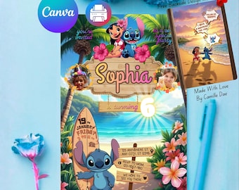 Stitch Birthday Invitation • Digital & Editable Canva Template • Lilo And Stitch  • Printable Kids Birthday Invite