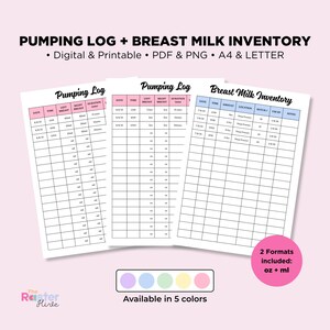 Pumping Log Printable | Breast Milk Tracker Editable Canva | Pumping Schedule Log | Lactation Tracker Instant Download