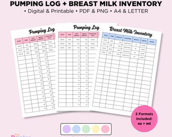 Pumping Log Printable | Breast Milk Tracker Editable Canva | Pumping Schedule Log | Lactation Tracker Instant Download