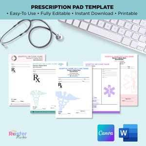 編集可能な処方箋用紙テンプレート | 印刷可能な処方箋用紙 | 医師用処方箋テンプレート