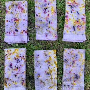 Plant Dyed Napkins, Flower Dyed Napkins, Botanically Dyed All Natural Cotton Napkins