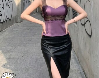 Fitted Camisole Top | Lace Trim Strap Layer | Summer Wear | Soft Feminine Outfit