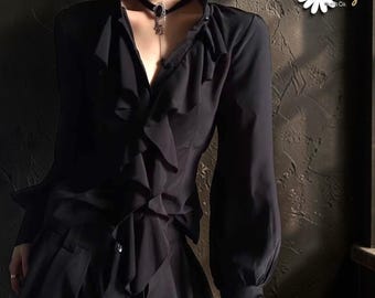 Gothic Long Sleeve | Stylist Ruffled Shirt | Casual Y2k Streetwear