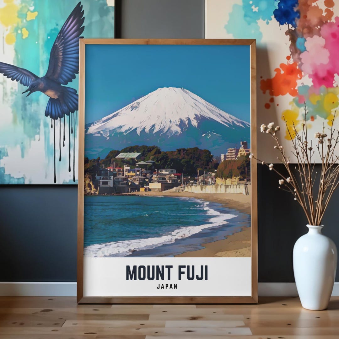 Mount Fuji Wall Art Print | Japan Travel Poster | Mountain Landscape ...