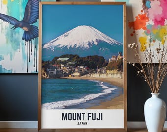 Impresión de arte mural del Monte Fuji / Póster de viaje a Japón / Decoración de paisaje de montaña / Arte de descarga digital