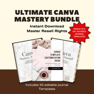 Canva Mastery Bundle: Manual, Template Guide + 50 Journal Templates (PLR & MRR)