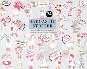 Sarcastic Digital Sticker Bundle, Humor Quotes, GoodNotes Ready (PNG, PDF) Relatable Digital Sticker Pack, Funny Sassy Quote Printable Sheet