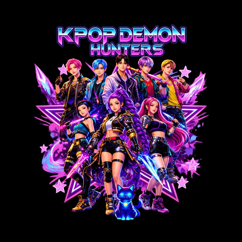 Huntrix Kpop Demon Hunters PNG, Girl Dinner Png, Saja Boys Girls Bands, Kpop png Huntrix png, Kpop Idol Group Shirt design, Digital Download image 1