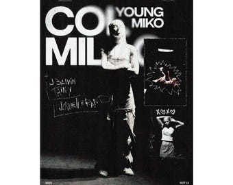 Young Miko Colmillo Poster, Matte Vertical Poster | Black and White Music Artwork