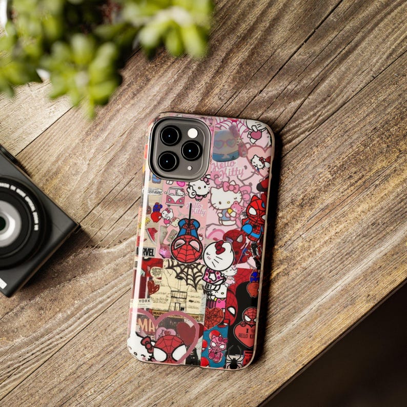 Hello Kitty x Spider-Man Collage Phone Case | Impact-Resistant image 1