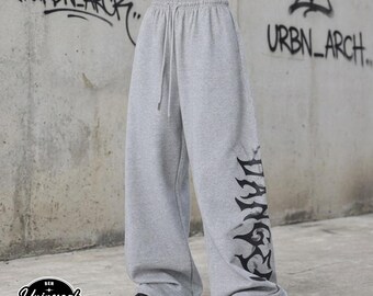 Pantalones deportivos holgados estampados / Pantalones jogger de pierna ancha / Pantalones casuales de estilo streetwear