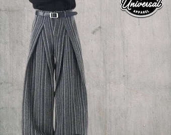 Pantalones plisados para hombre / Pantalones de corte holgado / Diseño de rayas verticales / Cómodos para uso diario