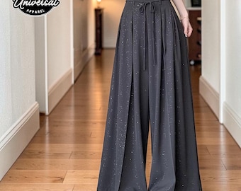 Estilo falda-pantalón / Cintura alta, pierna ancha / Uso diario / Conjunto minimalista femenino