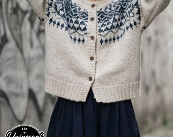 Cardigan jacquard retrò / Capospalla comodo con bottoni / Cappotto autunnale / Stile casual e morbido