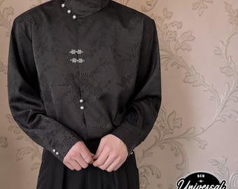 Camicia a collo alto / Camicia con bottoni e fantasia vintage / Abbigliamento formale / Stile street Harajuku