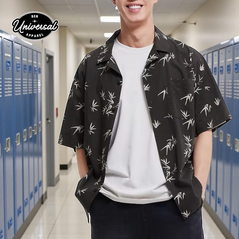 Men’s Short Sleeve Button-Up Shirt – Casual Relaxed Fit Top Modern Streetwear

Men casual button shirt