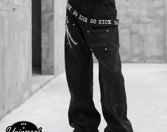 Pantaloni larghi con stampa / Pantaloni a gamba larga / Stile street / Abbigliamento casual quotidiano