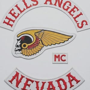 Zestaw haftowanych naszywek Hells Angels Nevada MC na plecach, kamizelka motocyklowa z czaszką i skrzydłem, zestaw 13 elementów z spersonalizowanym tekstem