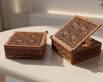 Mandala Wooden Jewelry Box SVG, Laser Cut Hinged Box Template, Decorative Storage Box SVG, Glowforge Cricut Laser Files