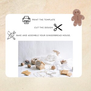 Gingerbread House Template PDF – Printable Gingerbread Pattern with Pine Trees image 7