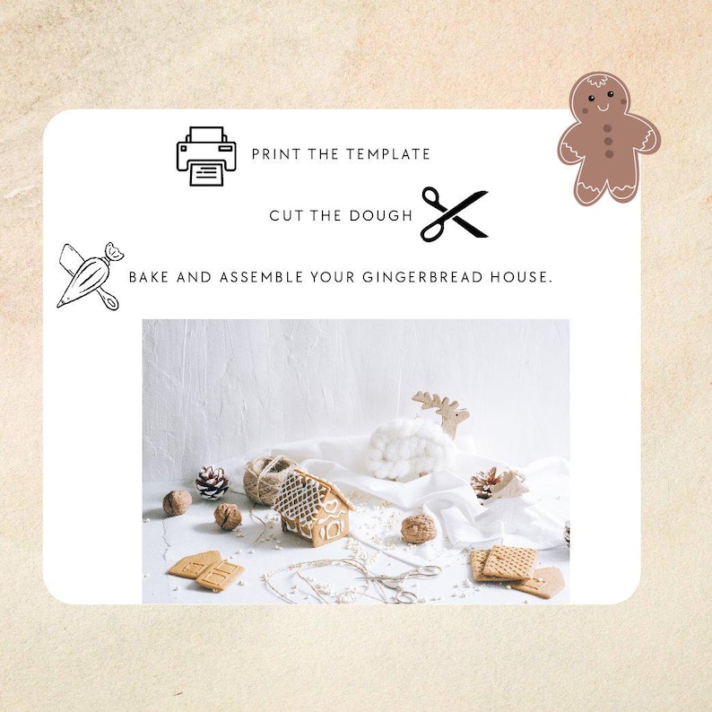 Gingerbread House Template PDF – Printable Gingerbread Pattern with Pine Trees image 7
