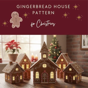 Patroon peperkoekdorp | Afdrukbare sjabloon huis en kerk (pdf)