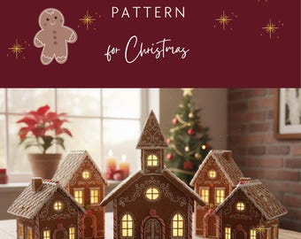 Gingerbread Village Pattern | Printable House & Church Template (PDF)