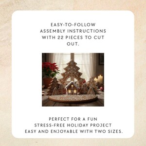 Gingerbread House Template PDF – Printable Gingerbread Pattern with Pine Trees image 8