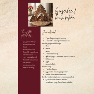 Gingerbread House Template PDF – Printable Gingerbread Pattern with Pine Trees image 5