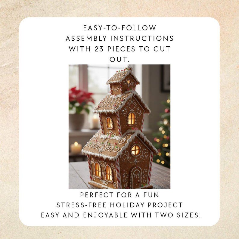 Modèle de maison en pain d'épice PDF - Modèle imprimable en pain d'épice pour la cuisson - Plan de biscuit de Noël image 8