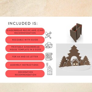Gingerbread House Template PDF – Printable Gingerbread Pattern with Pine Trees image 6