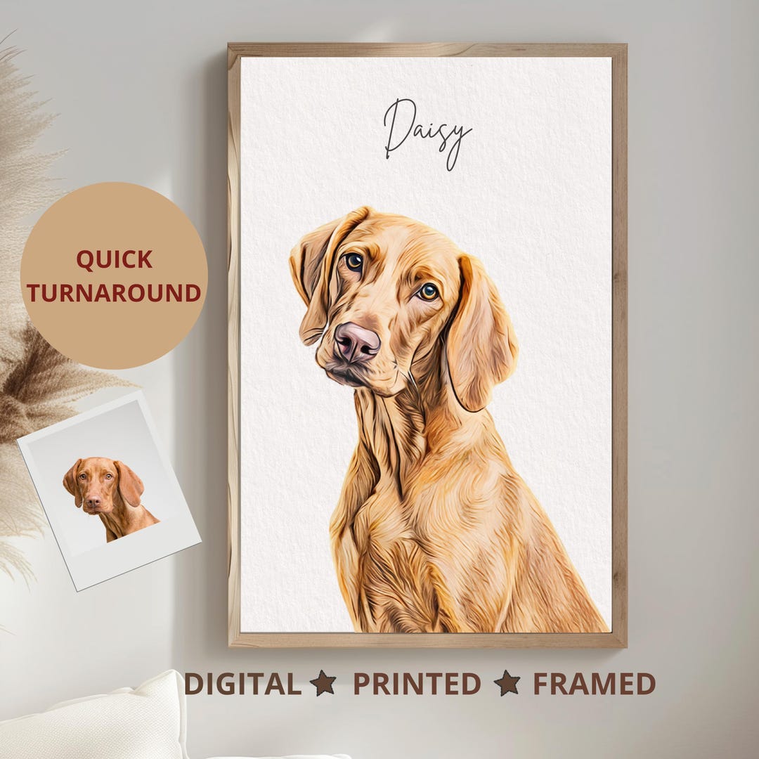 Custom Pet Portrait - Watercolor Dog & Cat Art, Framed Option - Etsy