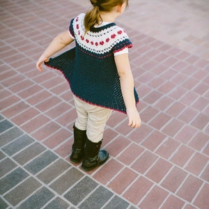 Heart Crochet Pattern for Girls Fair Isle Sweater No. 2 image 3