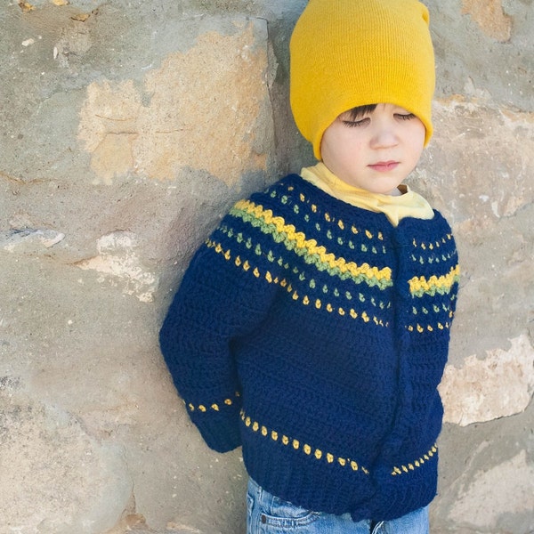Handmade Crochet Boys Winter Jersey Sweater – Off White & Grey main image 0