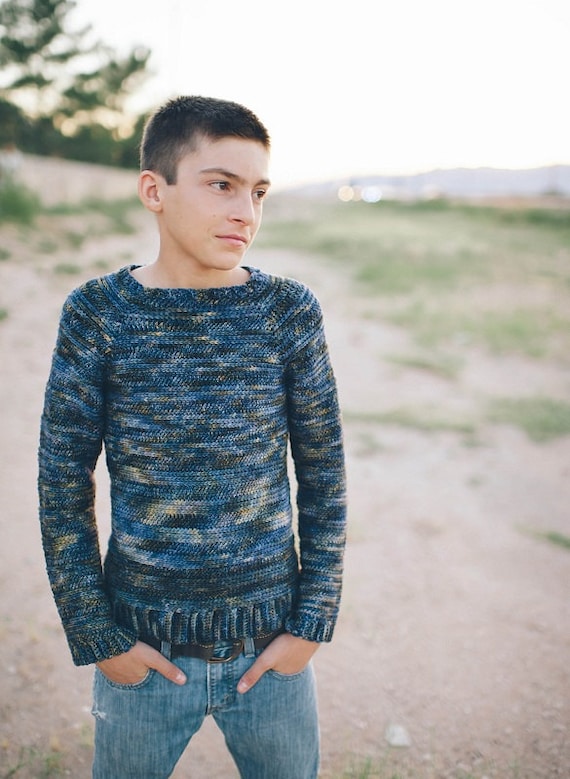 Teen Boy Crochet Sweater Pattern Knit Look No. 1 Etsy Canada