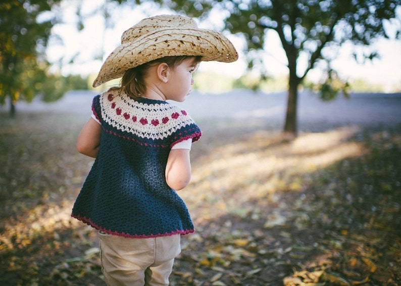 Heart Crochet Pattern for Girls Fair Isle Sweater No. 2 image 1