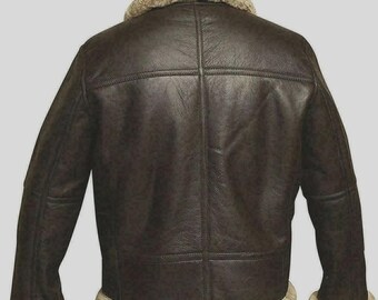 Men's Brown Shearling B-3 Bomber Jacket | Genuine Leather Winter Coat