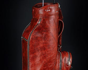 Handmade Full Grain Leather Golf Bag: Personalized Stand Bag