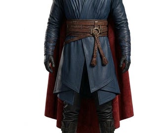 Mystic Sorcerer Leather Costume Cloak Set – Medieval Fantasy Wizard Outfit for Cosplay & Halloween