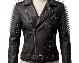Studded & Spiked Leather Biker Jacket